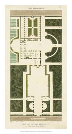 Framed Plan de la Villa Bolognetti Print