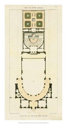 Framed Plan de la Villa di Papa Guilio Print