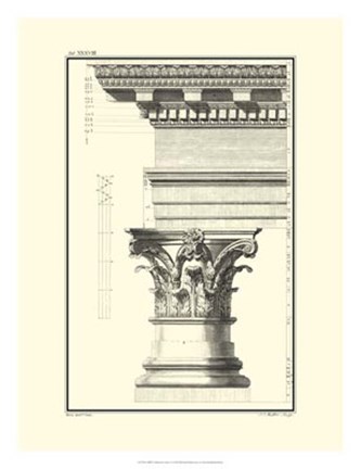 Framed B&amp;W Column and Cornice I Print