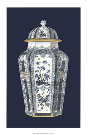 Framed Asian Urn in Blue &amp; White I Print