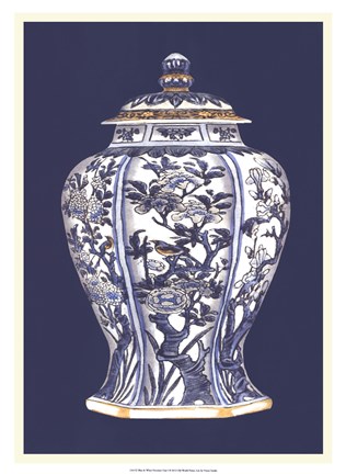 Framed Blue &amp; White Porcelain Vase I Print