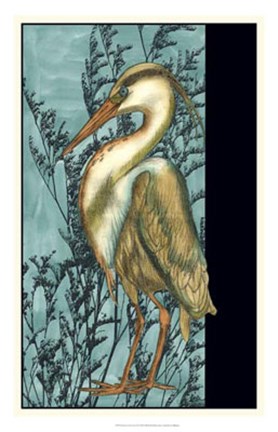Framed Heron in the Grass II Print