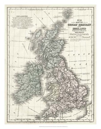 Framed Mitchell&#39;s Map of Great Britain &amp; Ireland Print