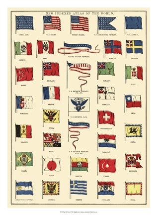 Framed Flags of All Nations I Print