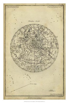Framed Antique Astronomy Chart I Print