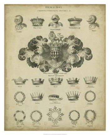 Framed Heraldic Crowns &amp; Coronets I Print