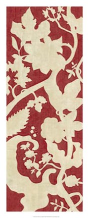 Framed Linen Silhouette on Red II Print