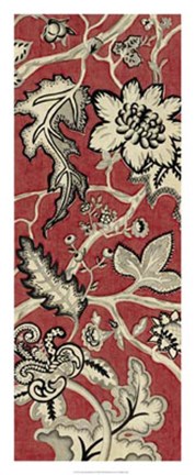 Framed Crimson Embroidery I Print
