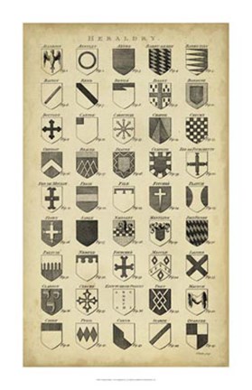 Framed Vintage Heraldry I Print