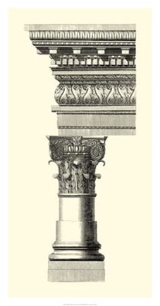 Framed B&amp;W Column &amp; Cornice I Print