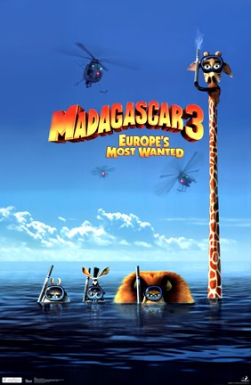 Framed Madagascar 3 - Europe&#39;s Most Wanted Print