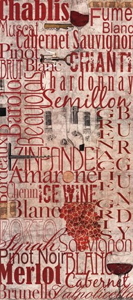 Framed Red Wine Red and White Print
