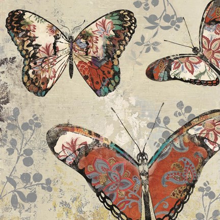 Framed Patterned Butterflies II Print