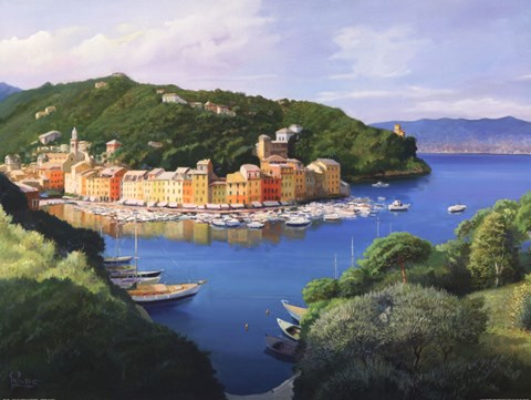 Framed Vista dal monte di Portofino Print