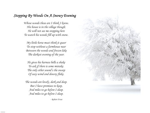 Framed Stopping by Woods on a Snowy Evening by Robert Frost Print