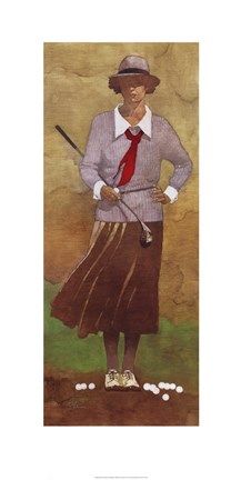 Framed Vintage Woman Golfer Print