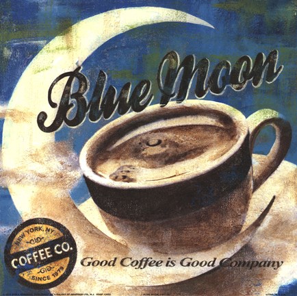 Framed Blue Moon Coffee Print