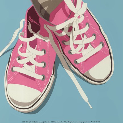 Framed Lowtops (pink on blue) Print