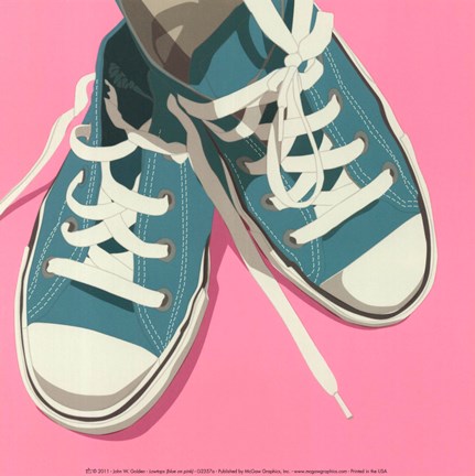 Framed Lowtops (blue on pink) Print