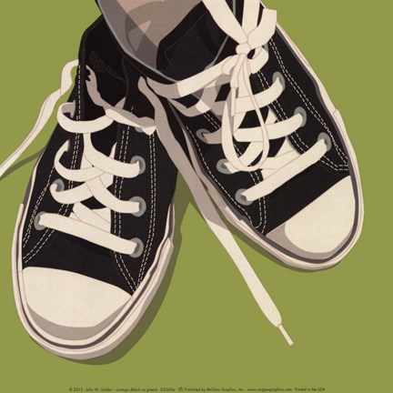 Framed Lowtops (black on green) Print
