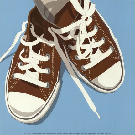 Framed Lowtops (brown on blue) Print