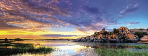 Framed Willow Lake Spring Sunset Print