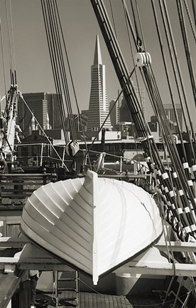 Framed Lifeboat and San Francisco Skyline Print