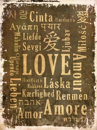 Framed Love in Multiple Languages Print