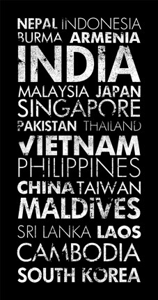 Framed Asia Countries II Print