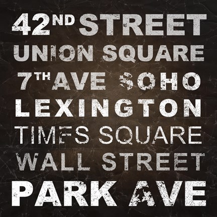 Framed New York Places I Print