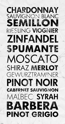 Framed Wine List I Print