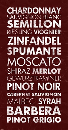 Framed Wine List III Print