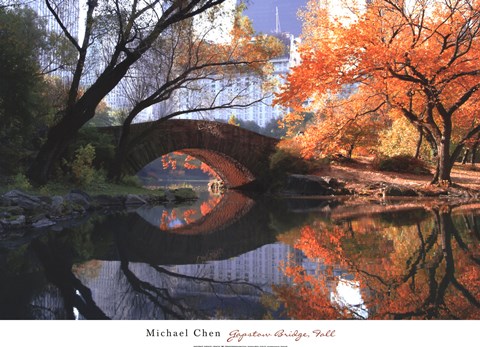 Framed Gapstow Bridge, Fall Print