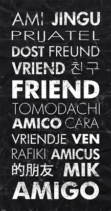 Framed Friend in Different Languages Print