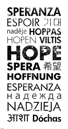 Framed Hope Languages Print