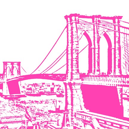 Framed Pink Brooklyn Bridge Print