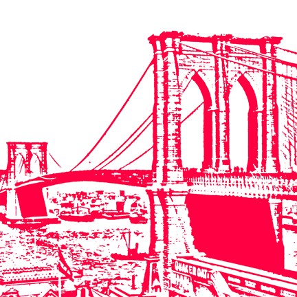 Framed Red Brooklyn Bridge Print