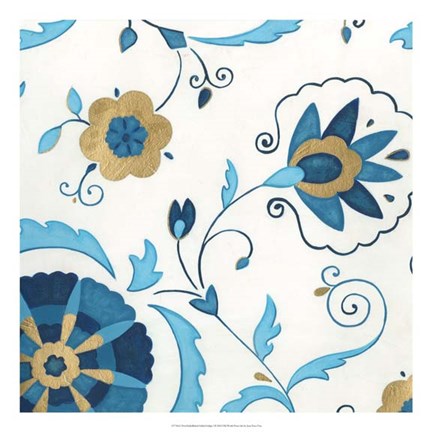 Framed Non-Embellished Gilded Indigo I Print