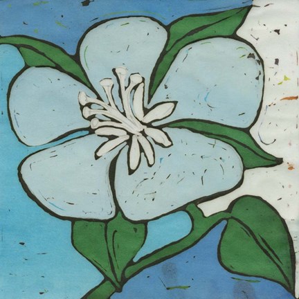 Framed Turquoise Batik Botanical VI Print