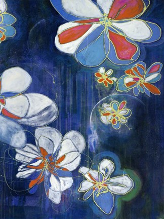 Framed Night Blooms II Print