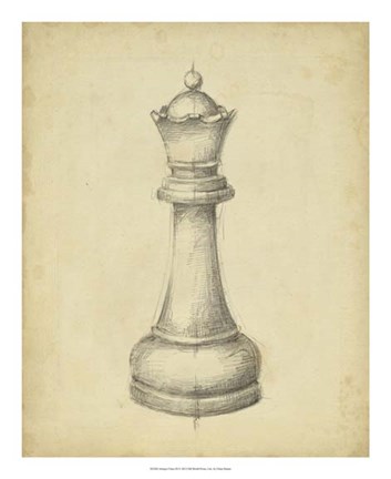 Framed Antique Chess III Print