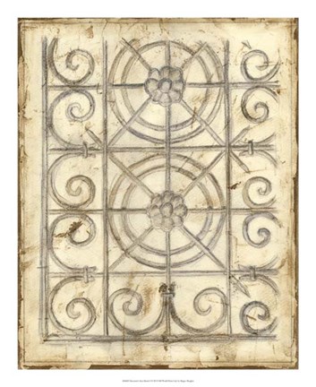 Framed Decorative Iron Sketch I Print