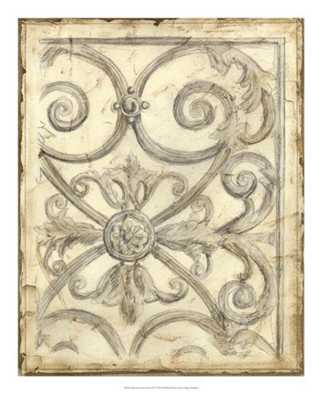 Framed Decorative Iron Sketch IV Print