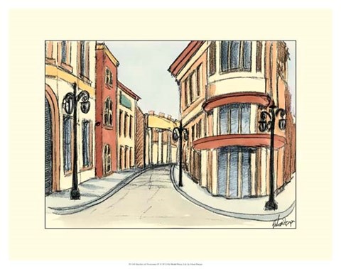 Framed Sketches of Downtown IV Print