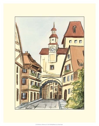 Framed Sketches of Downtown VI Print