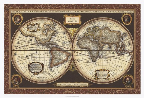 Framed Decorative World Map Print
