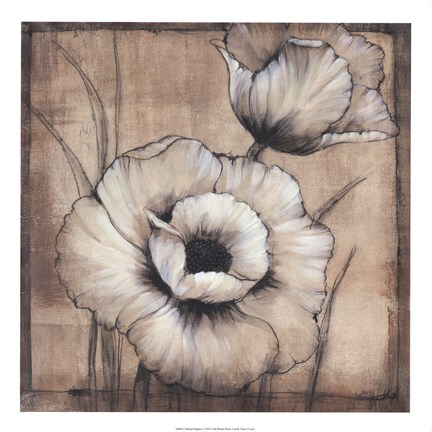 Framed Neutral Poppies I Print