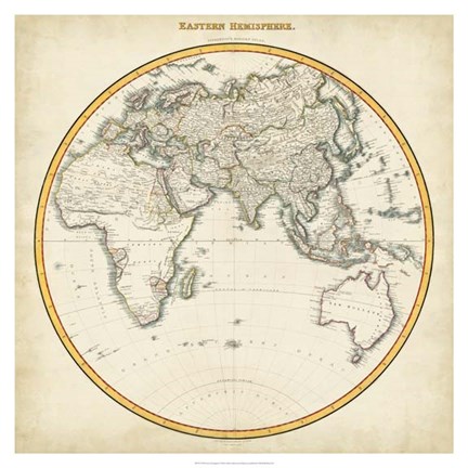 Framed 1812 Eastern Hemisphere Print