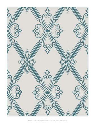 Framed Ornamental Pattern in Teal II Print