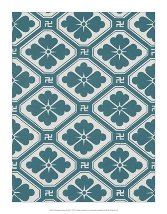 Framed Ornamental Pattern in Teal V Print